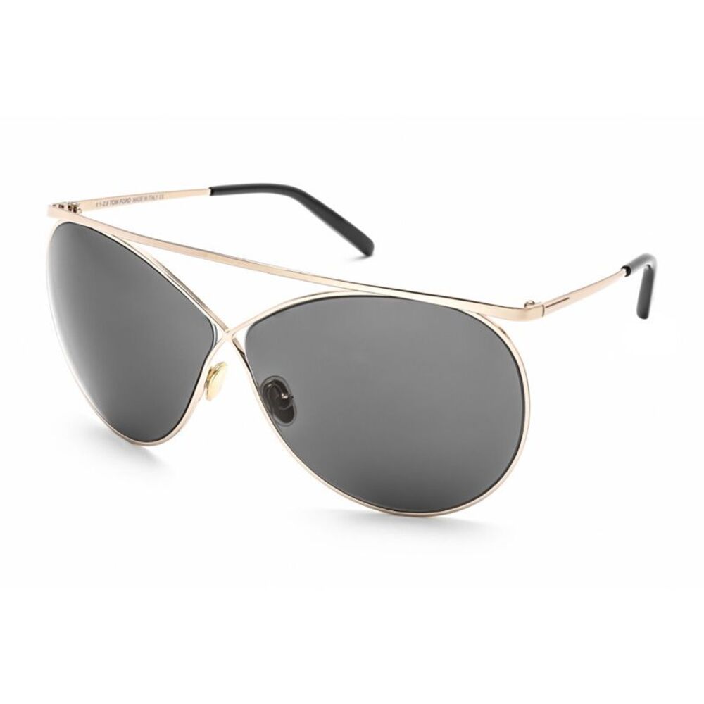 Tom Ford Sunglasses Oval Full Rim, Shiny Rose Gold Frame and Smoke Lens